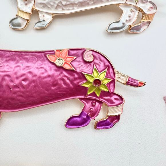 Dachshund Pin Set Of 3 Doxie Wiener Dog Sausage Dog Dackel Enamel On Metal Cute - Picture 5 of 12